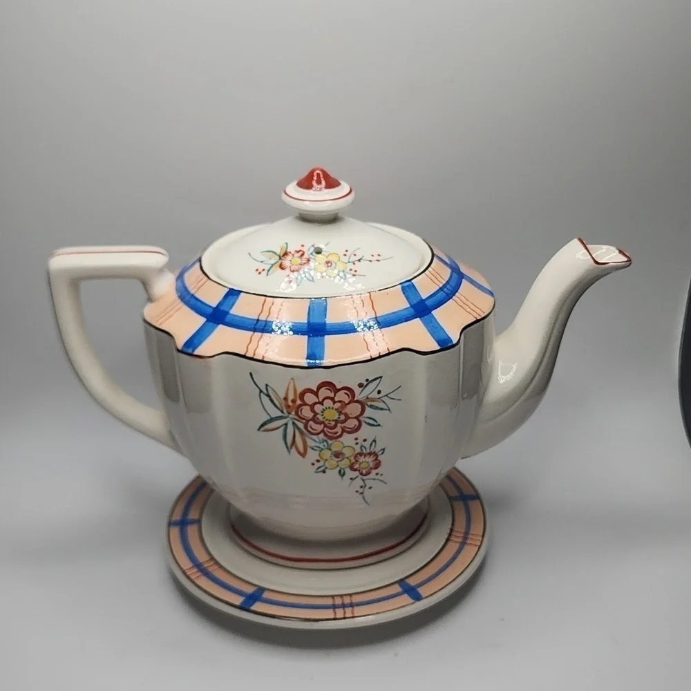 Teapot with Trivet Handpainted Made in Japan  Vintage Collectible